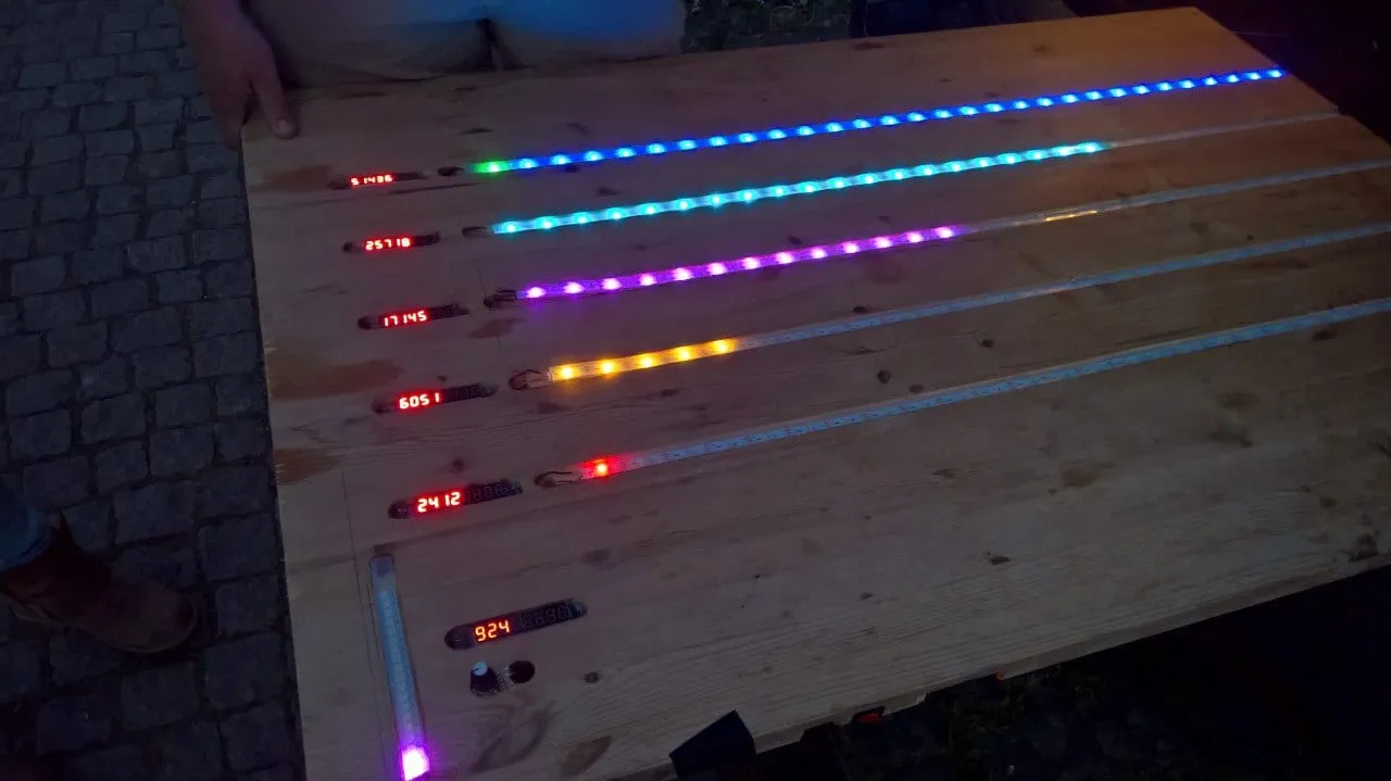 Display mit LED-Streifen gebaut